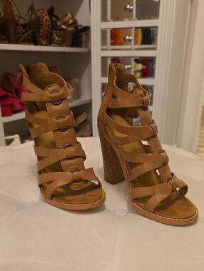 Madison By Shoedazzle - Tan Strappy Block Heel Sandals